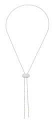 Long silver  necklace on white isolated