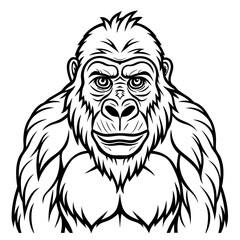Obraz premium Gorilla Portrait. A Powerful Black and White Illustration