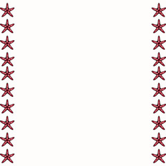 Obraz premium A decorative border featuring red starfish arranged in a vertical pattern on a light beige background.