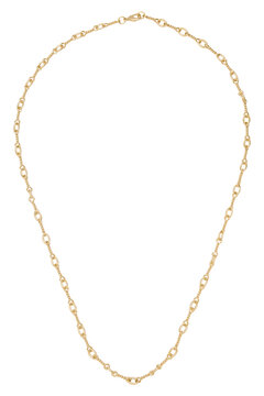 frame made of golden chain  necklace on white isolated