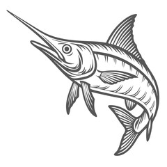Spearfish Illustration - Longbill Marlin Outline