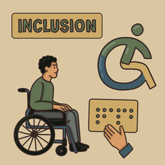 Icons about inclusion. Barrier-free life