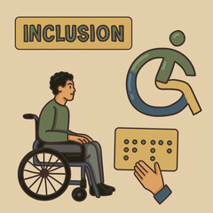 Icons about inclusion. Barrier-free life