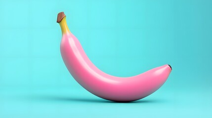Abstact 3D Pink Banana on Pastel Blue Background
