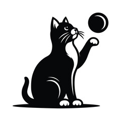Cat Silhouette Vector Illustration White Background
