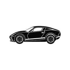 Fototapeta premium Modern Sports Car Silhouette Vector, Side View Luxury Speed Vehicle Design, Stylish Automotive Graphic Clipart
