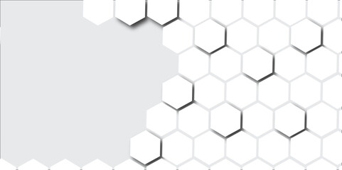 Abstract white honeycomb background showcases a seamless hexagonal pattern with a metallic, 3D texture
