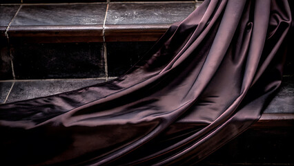Dramatic Draped Fabric on Stone Steps Rich Brown Texture Photography