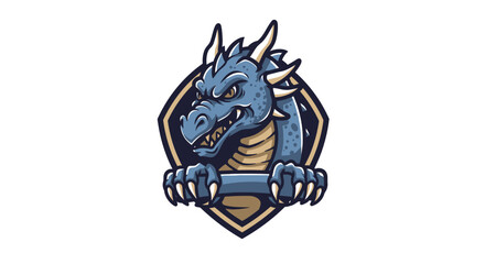 A Powerful Cartoon Dragon Mascot Design with a Shield