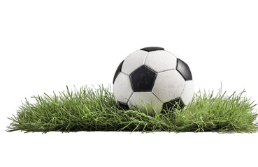 Obraz premium soccer ball in goal with green backgroung