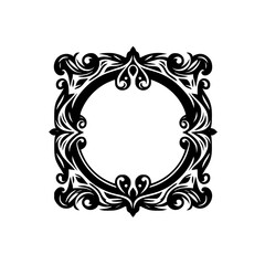 Ornate Vector Frame Element - Elegant Black and White Flourish Border for Design