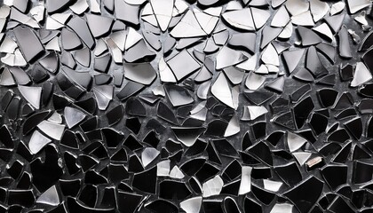 abstract pattern of shattered black and white porcelain shards