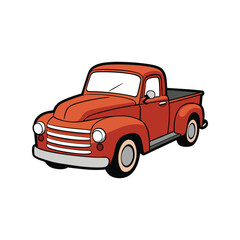 Vintage Pickup Truck Vector Illustration, Classic Retro Farm Vehicle, Antique American Transport Graphic Design
