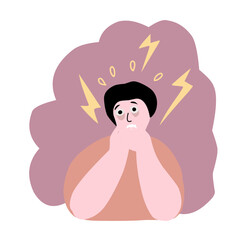 vector illustration of anxious and stressed person