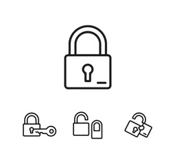 Icon collection illustrating various padlocks and safety mechanisms, perfect for cybersecurity and encryption projects.
