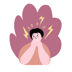 vector illustration of anxious and stressed person