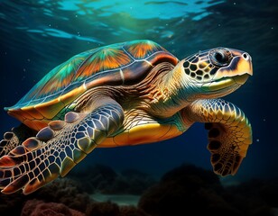 Fototapeta premium sea underwater water reptile tropics turtle isolated