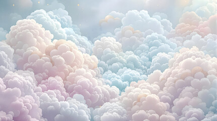 Obraz premium Pastel Dreamland A Whimsical Cloudscape Illustration