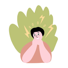 vector illustration of anxious and stressed person