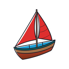 Sailboat Vector Illustration, Ocean Sailing Vessel Clipart, Nautical Boat Graphic, Sea Adventure and Marine Design