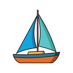 Sailboat Vector Illustration, Ocean Sailing Vessel Clipart, Nautical Boat Graphic, Sea Adventure and Marine Design