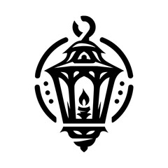 Stylized Black Lantern Graphic Icon - Vintage Light and Guidance Symbol Design