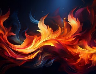 Fototapeta premium vibrant flames dance against a dark backdrop showcasing the dynamic energy and warmth produced by fire in an abstract form