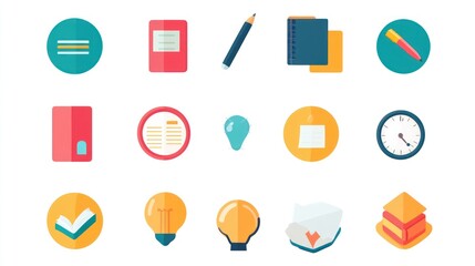 Flat Icons Office Supplies
