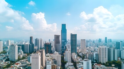 Stunning aerial view of a bustling modern cityscape