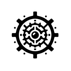 Abstract Black and White Gear Icon Symbol Graphic Element