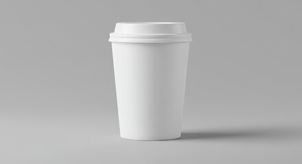 White Disposable Coffee Cup On Gray Background