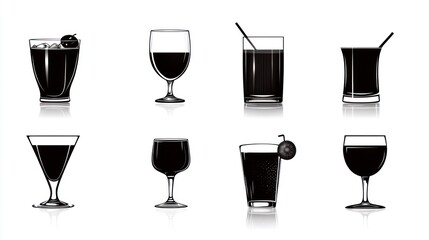 Black Drinks Illustration Collection