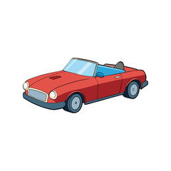 Classic Convertible Car Vector Illustration, Retro Convertible Automobile Clipart, Stylish Open Roof Car