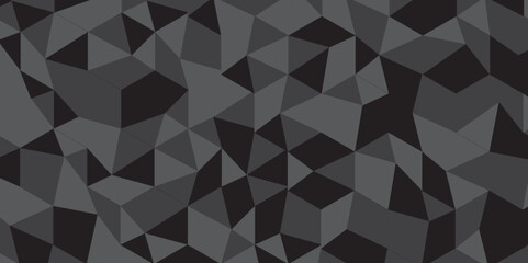 Obraz premium Abstract geometric black and gray background seamless mosaic and low polygon triangle texture wallpaper. Triangle shape retro wall grid pattern geometric ornament tile vector square element.