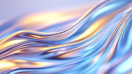 Abstract flowing metallic texture in cool blues and warm golds