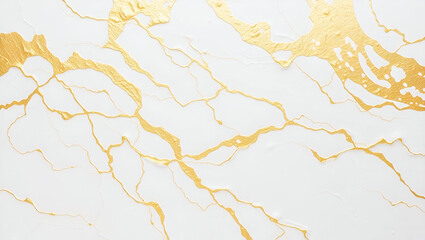 Abstract white paint with gold streaks background wallpaper. Copy space, golden luxurious artistic backdrop, contemporary art 
