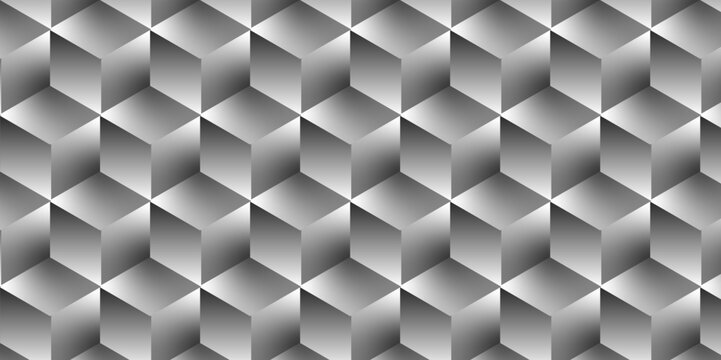 Abstract square gradient white cubic square shape backdrop texture. cube geometric wall and floor vector diamond hexagon triangle wallpaper background.	