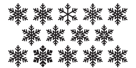 set of black vector various snowflakes silhouettes icon