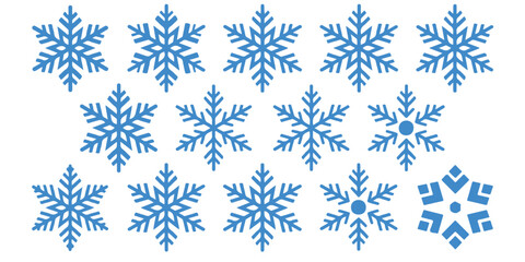 set of black vector various snowflakes silhouettes icon