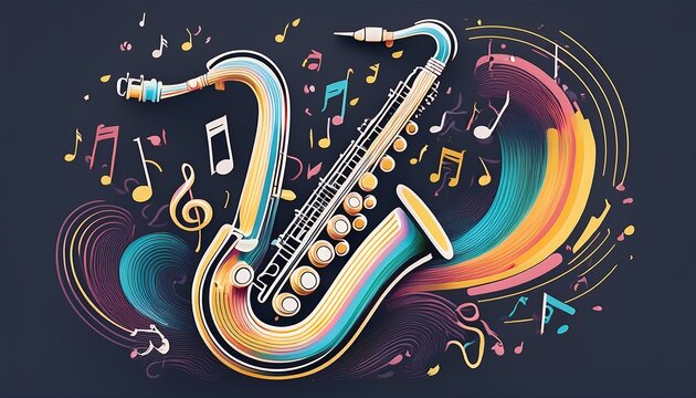 international jazz day a smooth abstract saxophone outline with pastel musical notes flowing from it evoking a sense of rhythm and harmony