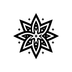 Obraz premium Elegant Graphic Black and White Star/Snowflake Design Element with Pattern