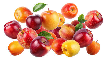 Variety of Fresh Apples, Plums and Nectarines Against a Trensprent  Background png