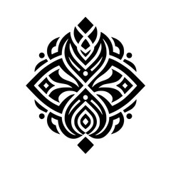 Naklejka premium Abstract Geometric Graphic Design Element. Elegant Black and White Symmetric Ornate Motif. Vector Style for Branding, Decor, Creative Projects.