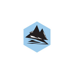 Fototapeta premium Mountain logo minimalist ,logo adventure hiking .abstract mountain logo modern design template. illustration Black and blue
