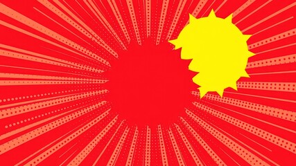 Abstract Red and Yellow Comic Book Style Background with Burst and Speech Bubble