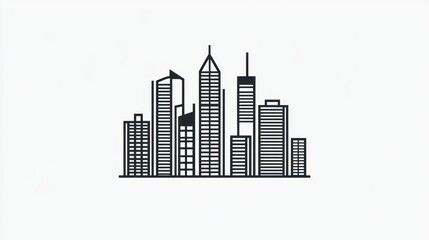 Obraz premium Cityscape skyline, urban buildings, modern architecture, light background, design element