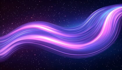 Obraz premium Glowing neon wave curves across a dark, starry background