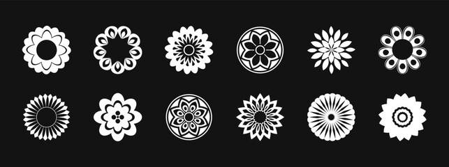 Abstract geometric mandala round ornament. Flower element for decoration