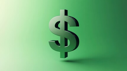 Obraz premium 3D green dollar sign on gradient green background.