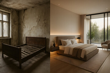 Renovation Concept: Dilapidated to Modern Bedroom